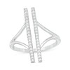 Thumbnail Image 1 of 0.18 CT. T.W. Diamond Double Bar Open Split Shank Ring in Sterling Silver