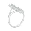 Thumbnail Image 3 of 0.18 CT. T.W. Diamond Double Bar Open Split Shank Ring in Sterling Silver