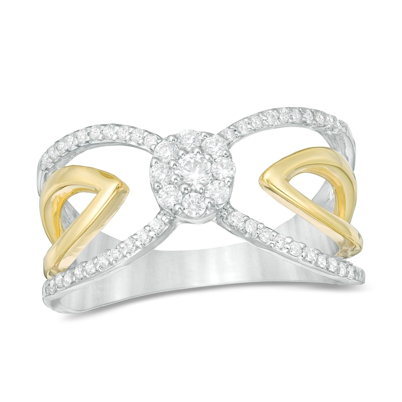 0.29 CT. T.W. Composite Diamond Bow Tie Open Shank Ring in 10K Two-Tone Gold|Peoples Jewellers