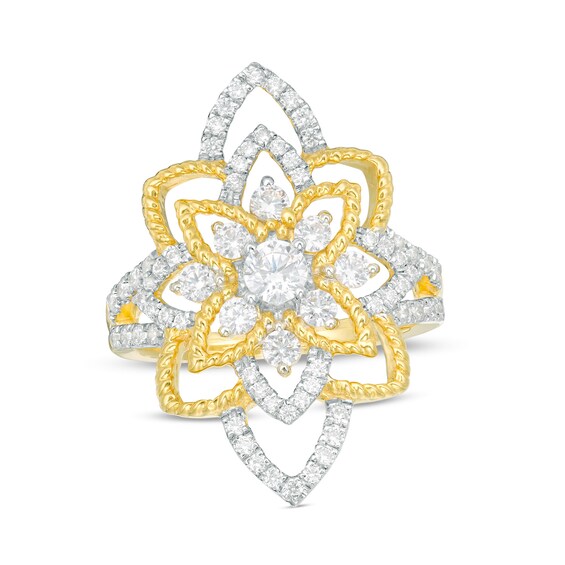0.95 CT. T.W. Diamond Flower Ring in 10K Gold