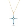Marquise Swiss Blue Topaz and 0.08 CT. T.W. Diamond Cross Pendant in 10K Gold