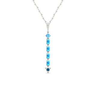 Multi-Shaped Blue Topaz and Diamond Accent Abstract Arrow Pendant in 10K White Gold