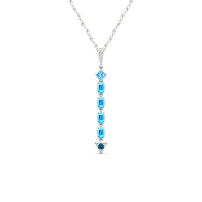 Multi-Shaped Blue Topaz and Diamond Accent Abstract Arrow Pendant in 10K White Gold