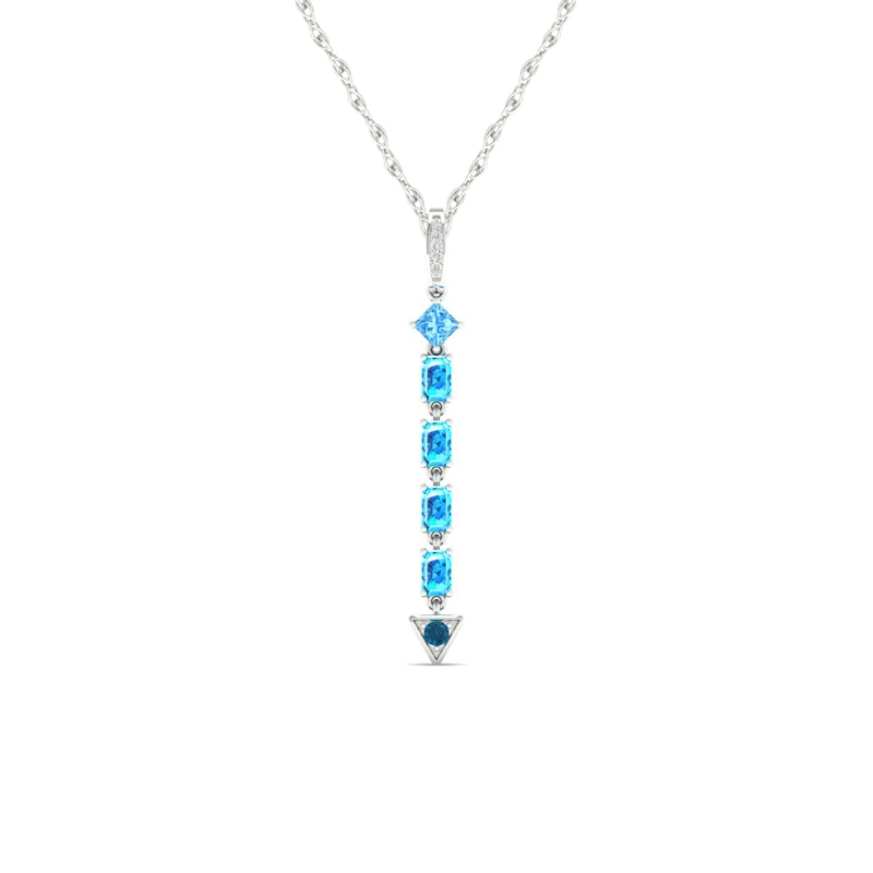 Multi-Shaped Blue Topaz and Diamond Accent Abstract Arrow Pendant in 10K White Gold