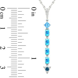 Multi-Shaped Blue Topaz and Diamond Accent Abstract Arrow Pendant in 10K White Gold