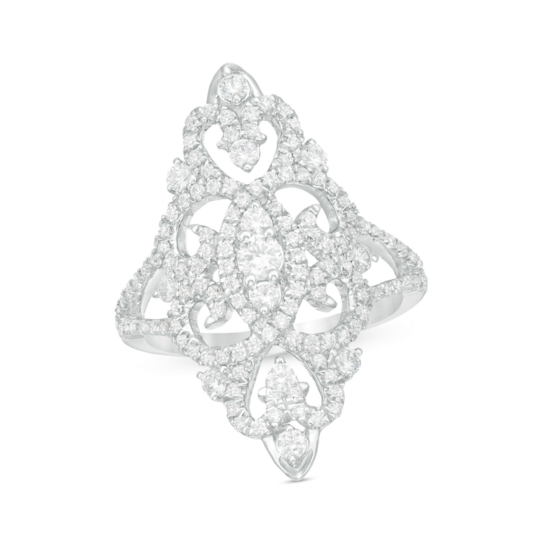 Main Image 1 of 0.95 CT. T.W. Diamond Marquise Filigree Ring in 10K White Gold