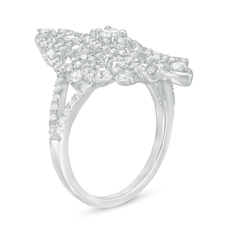 Main Image 3 of 0.95 CT. T.W. Diamond Marquise Filigree Ring in 10K White Gold
