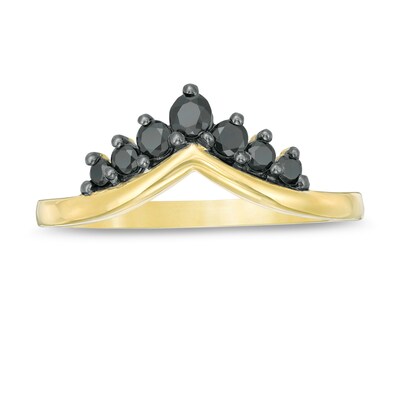 0.23 CT. T.W. Black Diamond Chevron Ring in 10K Gold