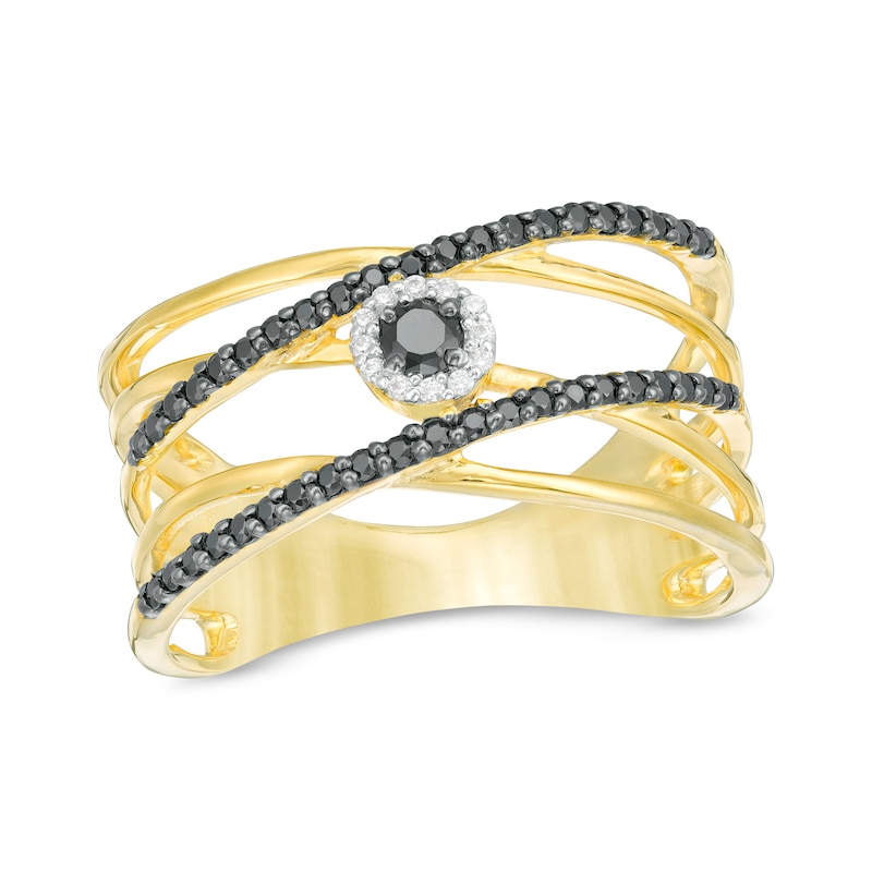 0.29 CT. T.W. Enhanced Black and White Diamond Frame Orbit Ring in 10K Gold|Peoples Jewellers