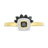 Thumbnail Image 4 of 0.23 CT. T.W. Enhanced Black and White Diamond Cushion Frame Promise Ring in 10K Gold