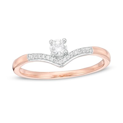0.18 CT. T.W. Diamond Chevron Promise Ring in 10K Rose Gold