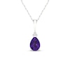 Thumbnail Image 0 of Pear-Shaped Amethyst and Diamond Accent Tri-Top Pendant in 10K White Gold