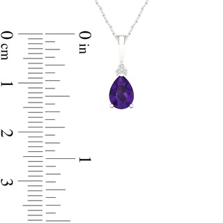 Pear-Shaped Amethyst and Diamond Accent Tri-Top Pendant in 10K White Gold