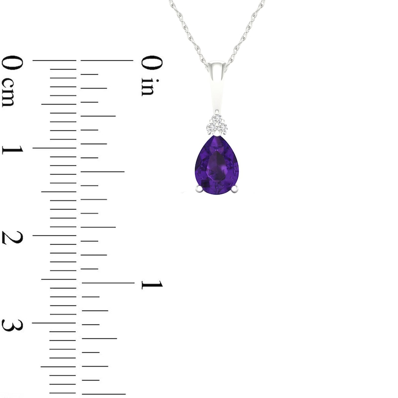Pear-Shaped Amethyst and Diamond Accent Tri-Top Pendant in 10K White Gold