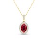 Thumbnail Image 1 of Oval Ruby and 0.08 CT. T.W. Diamond Frame Pendant in 10K Gold