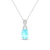 Thumbnail Image 1 of Oval Aquamarine and 0.04 CT. T.W. Diamond "X" Drop Pendant in 10K White Gold