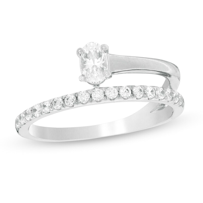 0.45 CT. T.W. Oval Diamond Wrap Ring in 10K White Gold