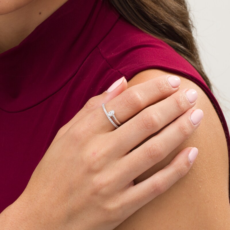 0.45 CT. T.W. Oval Diamond Wrap Ring in 10K White Gold