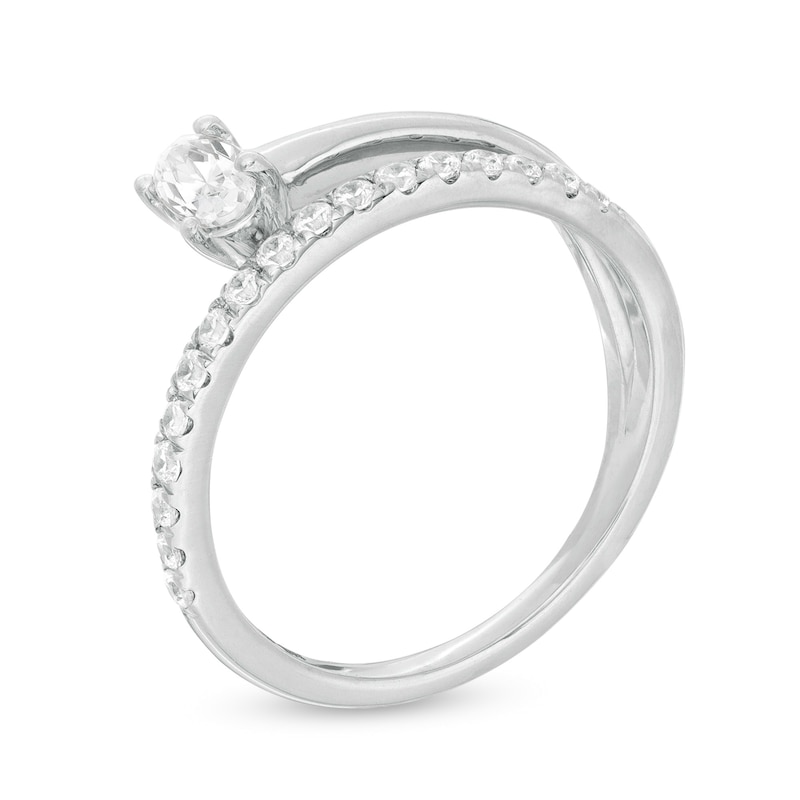 0.45 CT. T.W. Oval Diamond Wrap Ring in 10K White Gold