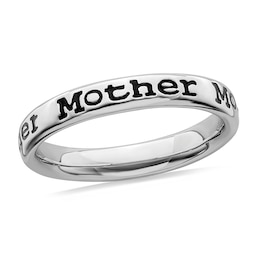 Stackable Expressions™ 3.5mm Black Enamel "Mother" Ring in Sterling Silver