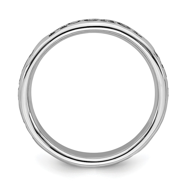 Main Image 2 of Stackable Expressions™ 3.5mm Black Enamel "Mother" Ring in Sterling Silver