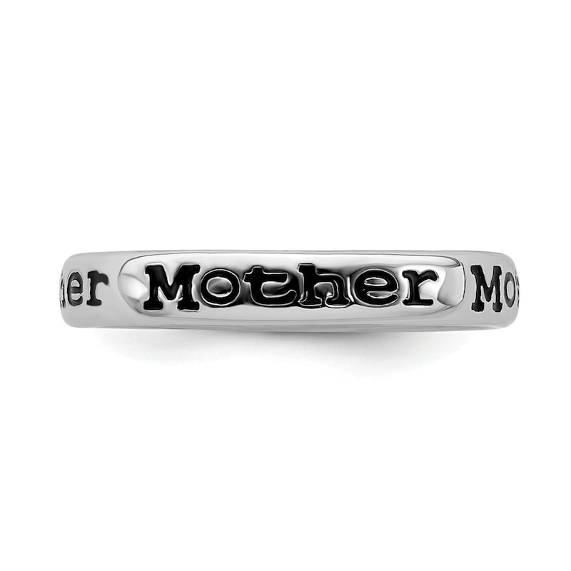 Main Image 3 of Stackable Expressions™ 3.5mm Black Enamel "Mother" Ring in Sterling Silver