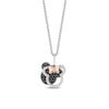 Thumbnail Image 0 of Mickey Mouse & Minnie Mouse 0.23 CT. T.W. Enhanced Black and White Diamond Pendant in Sterling Silver and 10K Gold - 19"