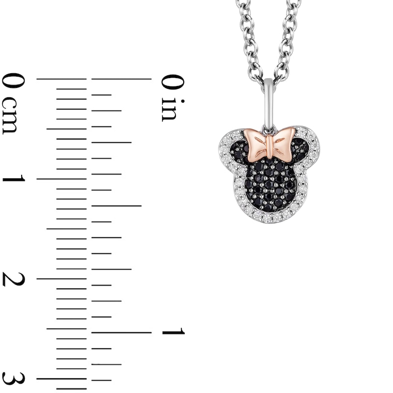 Mickey Mouse & Minnie Mouse 0.23 CT. T.W. Enhanced Black and White Diamond Pendant in Sterling Silver and 10K Gold - 19"