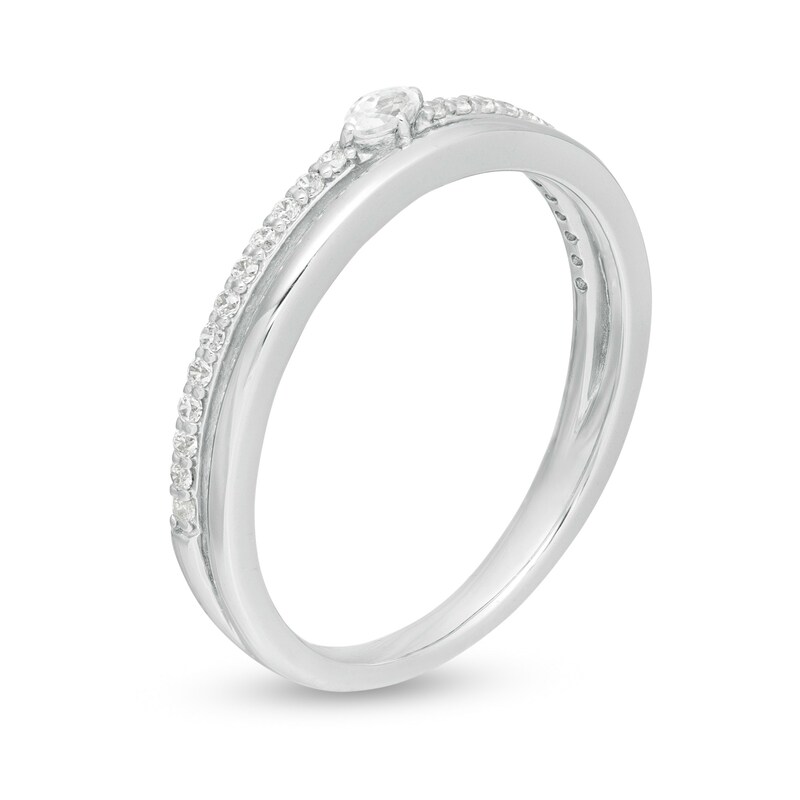 Main Image 3 of 0.18 CT. T.W. Oval Diamond Double Row Anniversary Band in 14K White Gold