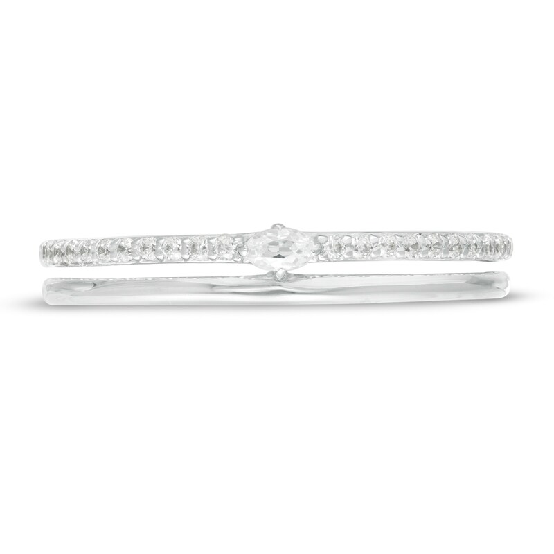 Main Image 4 of 0.18 CT. T.W. Oval Diamond Double Row Anniversary Band in 14K White Gold