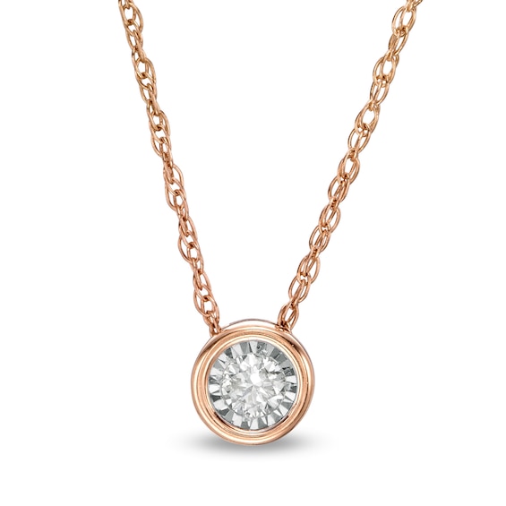 0.10 CT. Diamond Solitaire Necklace in 10K Rose Gold