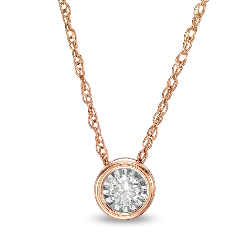 0.10 CT. Diamond Solitaire Necklace in 10K Rose Gold