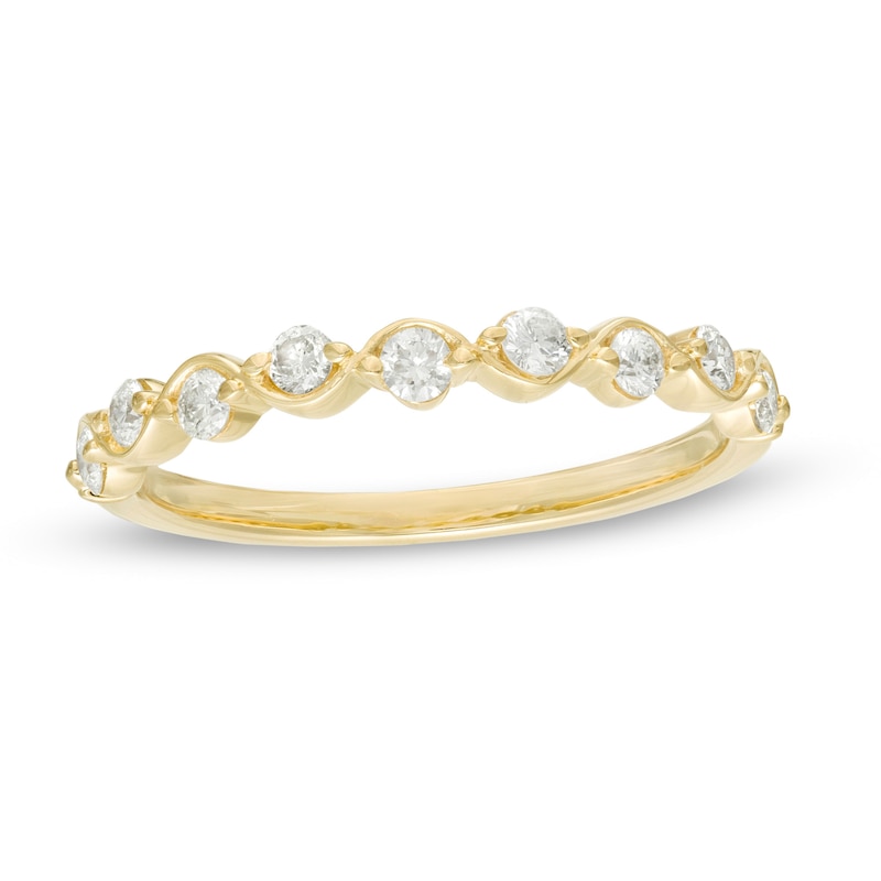 Main Image 1 of 0.30 CT. T.W. Diamond Wavy Wedding Band in 10K Gold