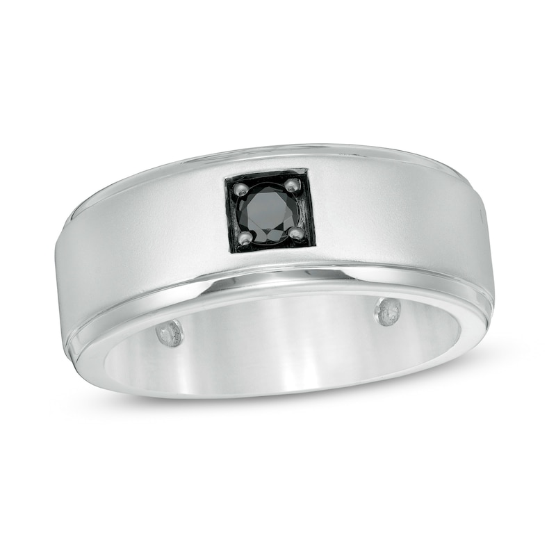 Men's 0.23 CT. Black Diamond Solitaire Band in 10K White Gold|Peoples Jewellers