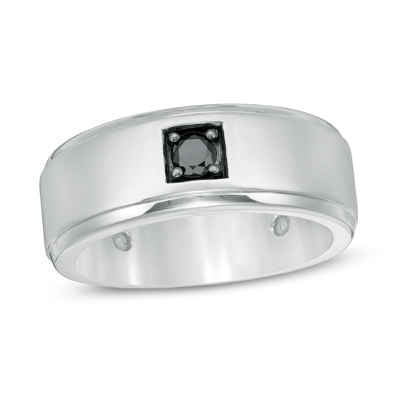 Men's 0.23 CT. Black Diamond Solitaire Band in 10K White Gold