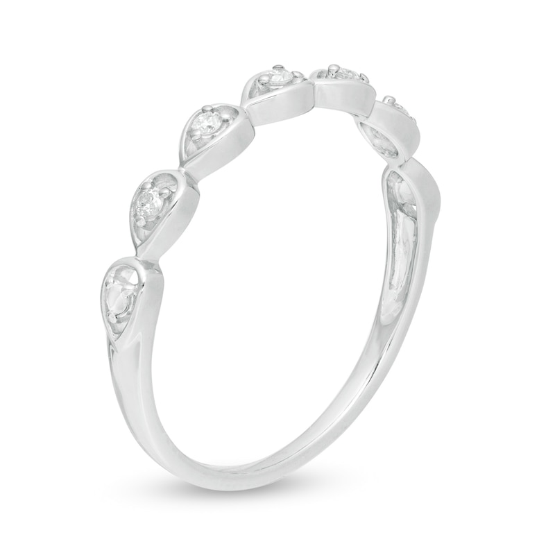 Main Image 3 of 0.06 CT. T.W. Diamond Five Stone Sideways Teardrop Frame Wedding Band in 10K Gold