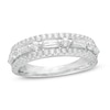 Thumbnail Image 1 of 0.69 CT. T.W. Baguette and Round Diamond Multi-Row Anniversary Ring in 14K White Gold