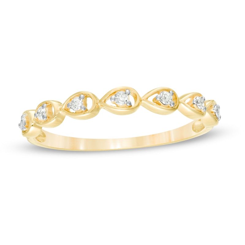 Main Image 1 of 0.06 CT. T.W. Diamond Five Stone Sideways Teardrop Frame Wedding Band in 10K Gold