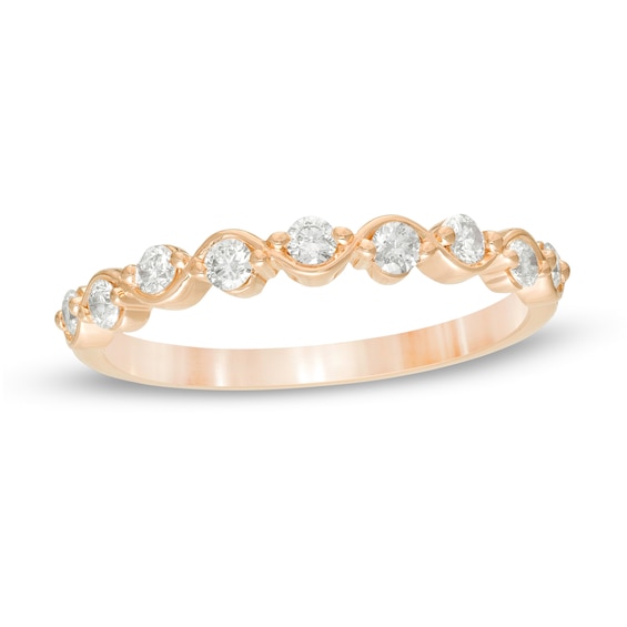 0.30 CT. T.W. Diamond Wavy Ribbon Wedding Band in 10K Rose Gold