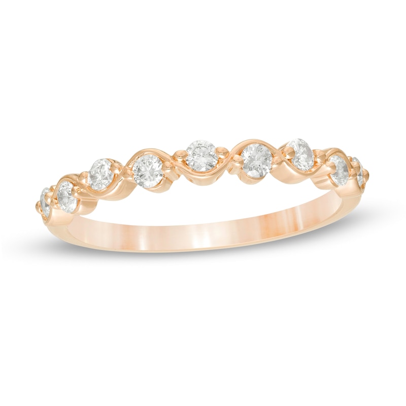 0.30 CT. T.W. Diamond Wavy Ribbon Wedding Band in 10K Rose Gold
