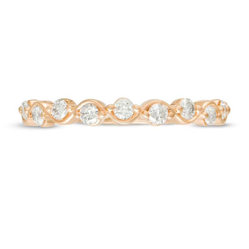 0.30 CT. T.W. Diamond Wavy Ribbon Wedding Band in 10K Rose Gold