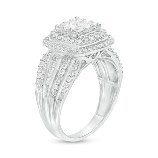 1.00 CT. T.W. Princess-Cut Composite Diamond Double Frame Multi-Row Engagement Ring in 10K White Gold
