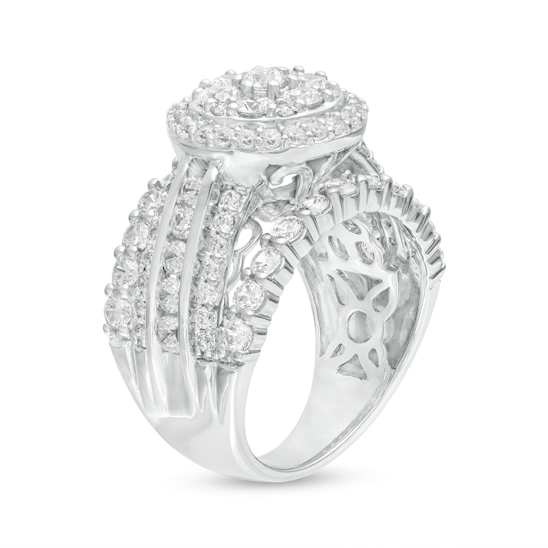 3.00 CT. T.W. Composite Diamond Frame Multi-Row Split Shank Engagement Ring in 10K White Gold