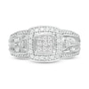 Thumbnail Image 4 of 0.50 CT. T.W. Princess-Cut Composite Diamond Frame Multi-Row Vintage-Style Engagement Ring in 10K White Gold