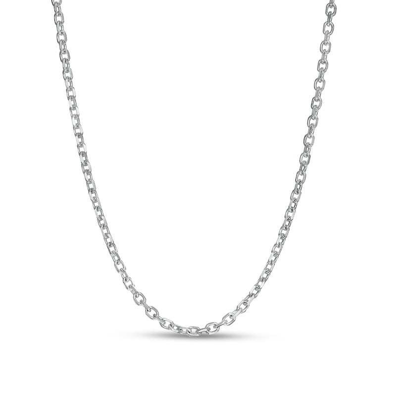 0.95mm Adjustable Diamond-Cut Solid Cable Chain Necklace in 10K White Gold - 22"