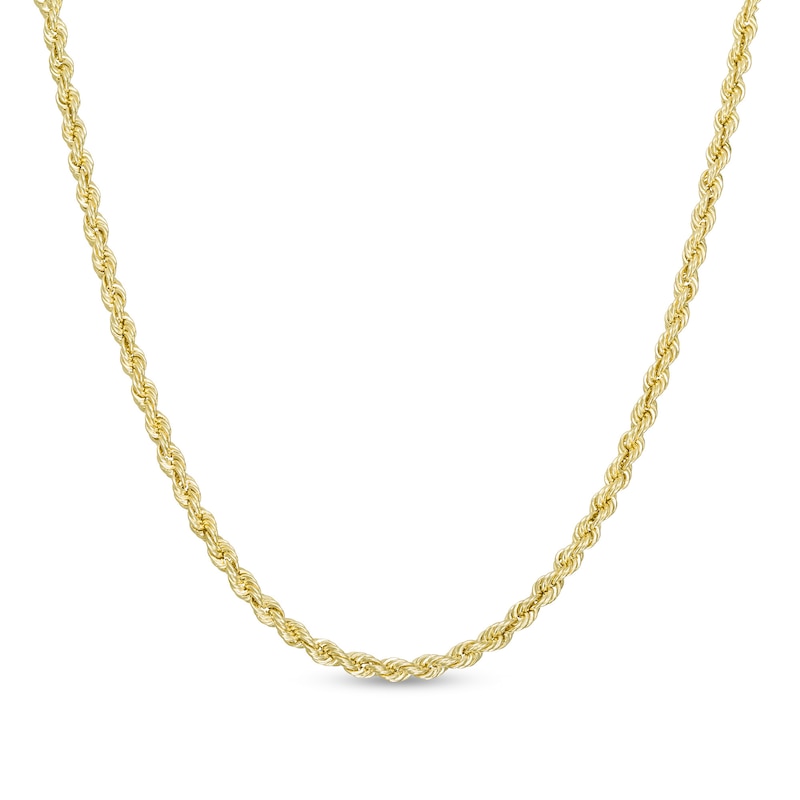 018 Gauge Glitter Rope Chain Necklace in Hollow 14K Gold - 22"