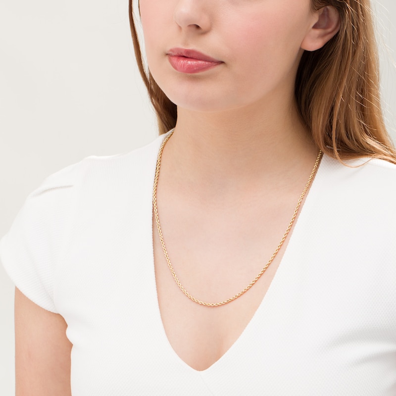 018 Gauge Glitter Rope Chain Necklace in Hollow 14K Gold - 22"
