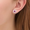 Thumbnail Image 1 of 5.0mm Lab-Created Ruby and White Sapphire Double Frame Stud Earrings in Sterling Silver