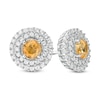 Thumbnail Image 0 of 5.0mm Citrine and Lab-Created White Sapphire Double Frame Stud Earrings in Sterling Silver