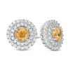 Thumbnail Image 0 of 5.0mm Citrine and Lab-Created White Sapphire Double Frame Stud Earrings in Sterling Silver